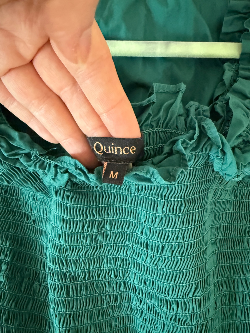 Green Quince Organic Cotton Poplin Smocked Midi Dress, Size Medium - Picture 4 of 5
